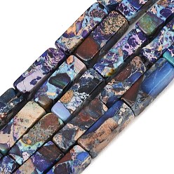 Разноцветный Натуральные имперские нитки из бисера яшмы, окрашенные, прямоугольные, красочный, 13.5~14x4~4.5x4~4.5 мм, отверстие : 1 мм, около 28 шт / нитка, 15.15 дюйм (38.5 см)