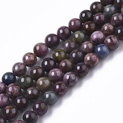 Mixed Stone Natural Red Corundum/Ruby and Sapphire Beads Strands, Round, 5.5mm, Hole: 1mm, about 74pcs/strand, 15.55 inch(39.5cm)