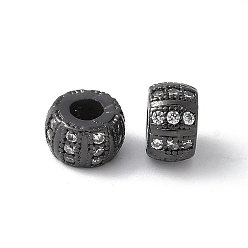Черный Латунные микро проложить кубического циркония бусы, без свинца и без кадмия, долговечный, стойки покрытие, колонка, чёрные, 4.5x7 мм, отверстие : 2.5 мм