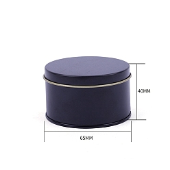 Black Round Tinplate Candle Tins with Lid, Empty Candle Jar Containers for Candle Making, Black, 65x40mm