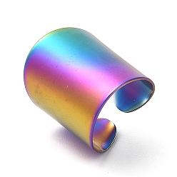 Rainbow Color 304 открытая манжета из нержавеющей стали, широкое простое кольцо, ионное покрытие (ip), Радуга цветов, размер США 8 1/4 (18.3 мм)