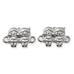 Stainless Steel Color 316 Stainless Steel Connector Charms, Girls Links, Stainless Steel Color, 11x7x3mm, Hole: 1.5mm and 1.6mm