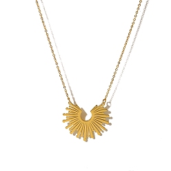 Golden Titanium Steel Sun Pendant Necklaces, Cable Chain Necklace, for Men & Women, Golden, 16-3/8 inch(41.5cm)