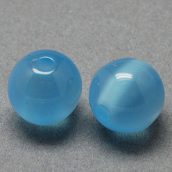Cornflower Blue Round Imitation Cat Eye Resin Beads, Cornflower Blue, 8x7mm, Hole: 1.8~2mm