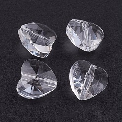 Clear Transparent Glass Beads, Faceted, Heart, Clear, 10x10x7mm, Hole: 1~1.2mm