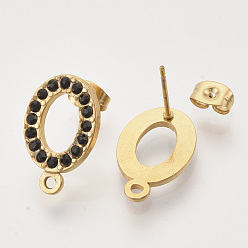 Реактивный Самолет 304 Выводы серьги из нержавеющей стали шпилька, со стразами, петля и ушные гайки / серьги спины, овальные, золотые, струя, 18.5x11.5x2 мм, отверстие : 1.5 мм, штифты : 0.8 мм