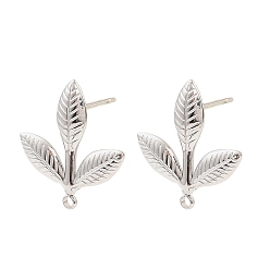 Нержавеющая Сталь Цвет 304 Выводы серьги из нержавеющей стали шпилька, лист, с петлей, цвет нержавеющей стали, 21x19 мм, отверстие : 1.6 мм, штифты : 1 мм