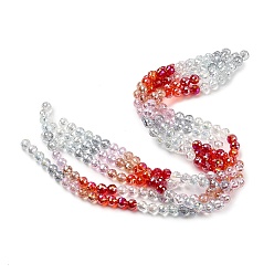 Красный Стеклянные бусины с гальваническим покрытием , круглые, граненый(32 граненый), градиент цвета, красные, 8 мм, отверстие : 1.2 мм, около 48 шт / нитка, 13.98'' (35.5 см)