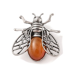 Красный Агат Брошь из натурального сердолика, антикварная брошь в виде пчелы из сплава серебра, 38x36x11.5 мм, отверстие : 5x6 мм