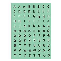 Green Alphabet Initial Letter A~Z PVC Plastic Self-Adhesive Stickers, Green, 140x100mm, Stickers: 9mm