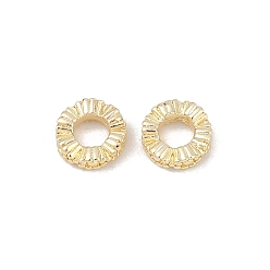 Настоящее золото 14K Spacer бисер латунные, плоско-круглые, реальный 14 k позолоченный, 6.5x2 мм, отверстие : 3 мм