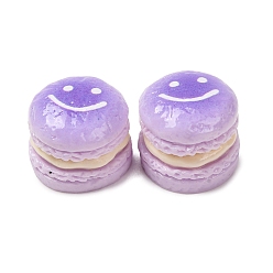 Lilac Opaque Resin Imitation Dessert Cabochons, Smiling Macaron, Lilac, 19x16mm