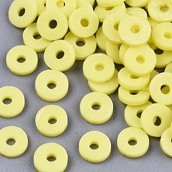 Champagne Yellow Handmade Polymer Clay Beads, for DIY Jewelry Crafts Supplies, Disc/Flat Round, Heishi Beads, Champagne Yellow, 6x1mm, Hole: 2mm, about 23500pcs/1000g