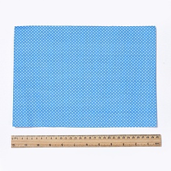 Deep Sky Blue Polka Dot Pattern  Printed A4 Polyester Fabric Sheets, Self-adhesive Fabric, for Garment Accessories, Deep Sky Blue, 30x21.5x0.03cm