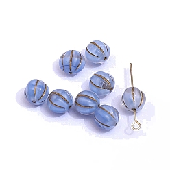 Royal Blue Czech Glass Beads, Pumpkin, Royal Blue, 8mm, Hole: 1mm