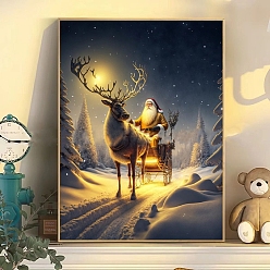 Colorful Christmas Reindeer DIY Diamond Painting Kit, Including Resin Rhinestones Bag, Diamond Sticky Pen, Tray Plate and Glue Clay, Colorful, 400x300mm
