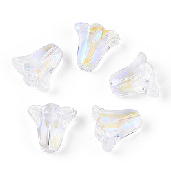 Clear AB Transparent Electroplate Glass Beads, AB Color Plated, Tulip, Clear AB, 10x11x5.5mm, Hole: 1mm