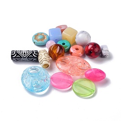 Mixed Color Acrylic Beads, Mix-shaped, Mixed Color, 10~33.5x7.5~27x5~16mm, Hole: 1~10mm