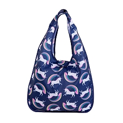 Unicorn Foldable Oxford Cloth Grocery Bags, Reusable Waterproof Shopping Tote Bags, with Pouch and Bag Handle, Unicorn, 60x37x12cm