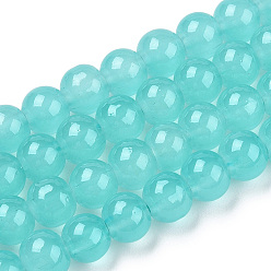 Pale Turquoise Baking Painted Imitation Jade Glass Round Bead Strands, Pale Turquoise, 8.5~9mm, Hole: 1.5mm, about 105pcs/strand, 31.8 inch