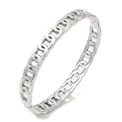 Stainless Steel Color 304 Stainless Steel Oval Ring Link Chain Hinged Cuff Bangles, Tarnish Free, Stainless Steel Color, Inner Diameter: 1.97 inch(5cm)x2.36 inch(6cm)