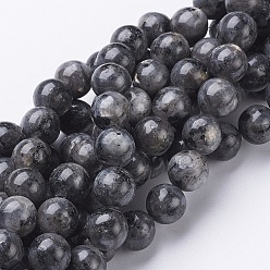 Larvikite Natural Larvikite Beads Strands, Round, about 4mm, Hole: 0.8mm, about 91pcs/strand, 15.5 inch