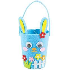 Dodger Blue Easter Theme DIY Cloth Baskets Kits, Rabbit Handbag, with Plastic Pin, Yarn and Card, for Storing Home Fruit Snack Vegetables, Children Toy, Dodger Blue, 70x200mm
