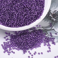 (RR1345) Dyed Silverlined Magenta Миюки круглые бусины рокайль, японский бисер, 11/0, (rr 1345) окрашенный в серебристый пурпурный, 11/0, 2x1.3 мм, отверстие : 0.8 мм, Около 1111 шт / 10 г
