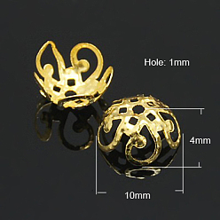 Золотой Железный шарик крышки, золотые, 10x4 мм, отверстие : 1 мм, Около 600 шт / 50 г