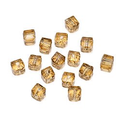 Dark Goldenrod Transparent Acrylic Beads, Faceted Cube, Dark Goldenrod, 8x8x8mm, Hole: 1.5mm, 50pcs/bag