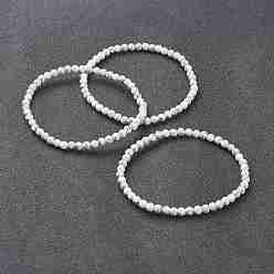 Howlite Synthetic Howlite Beaded Stretch Bracelets, Round, Beads: 4~5mm, Inner Diameter: 2-1/4 inch(5.65cm)