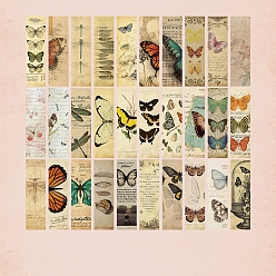 Butterfly Paper Bookmarks, Vintage Style Bookmarks for Booklover, Rectangle, Butterfly Pattern, 150x40mm, 30 styles, 1pc/style, 30pcs/set