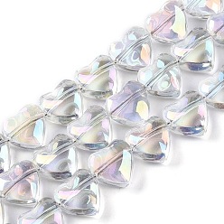 Прозрачный АВ Гальванизируйте прозрачное стекло бисер нитей, с полным покрытием цвета радуги, сердце, ясно AB, 8x8x4 мм, отверстие : 0.8 мм, около 87 шт / нитка, 25.20 дюйм (64 см)