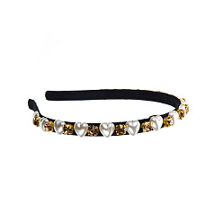 khaki Simple Diamond Pearl Headband for Women - Elegant and Stylish Hair Accessories.