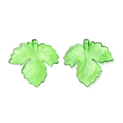 Lime Green Transparent Acrylic Pendants, Leaf, Lime Green, 47x46x4mm, Hole: 1mm, about 164pcs/500g