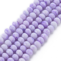 Lilac Opaque Baking Painted Glass Beads Strands, Imitation Stones, Faceted, Rondelle, Lilac, 6x5mm, Hole: 1mm, about 80~81pcs/strand, 14.76 inch~14.96 inch(37.5~38cm)