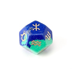 Chrysocolla and Lapis Lazuli Natural Chrysocolla and Lapis Lazuli Classical 12-Sided Polyhedral Dice, Engrave Twelve Constellations Divination Game Toy, 20x20mm