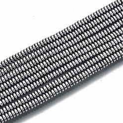 Platinum Plated Electroplate Non-magnetic Synthetic Hematite Beads Strands, Flat Round/Disc, Platinum Plated, 2x1mm, Hole: 0.8mm, about 450~456pcs/strand, 15.75 inch~15.94 inch(40cm~40.5cm)