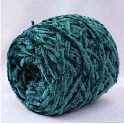 Teal Wool Chenille Yarn, Velvet Cotton Hand Knitting Threads, for Baby Sweater Scarf Fabric Needlework Craft, Teal, 5mm, 95~100g/skein