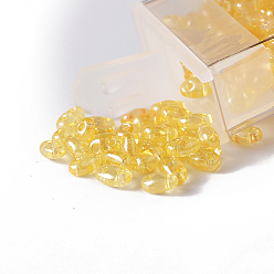 Or 10g perles de verre tchèque transparentes, 2-trou, ovale, or, 5x2.5mm