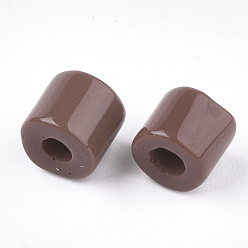 Sienna Opaque Glass Bugle Beads, Round Hole, Sienna, 7~7.5x6~6.5mm, Hole: 2.5mm, about 800pcs/bag