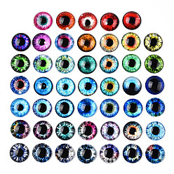 Mixed Color Glass Cabochons, Half Round with Eye, Mixed Color, 20x6.5mm.