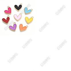 (52) Непрозрачная лаванда 50Шармы из сплава эмали, без кадмия, без никеля и без свинца, золотой свет, шарма сердца, разноцветные, 14x13.5x2 мм, отверстие : 1.5 мм