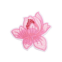 Pearl Pink Computerized Embroidery Cloth Sew on Patches, Costume Accessories, Flower, Pearl Pink, 80x78mm