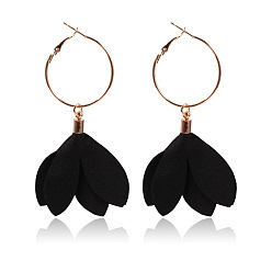 black Versatile Floral Tassel Earrings for Women - Long Dangling Flower Pendant Jewelry