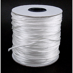 Белый Нейлоновая нить, гремучий атласный шнур, белые, 2 мм, 100 ярдов / рулон (300 футов / рулон)