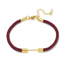 Brown Nylon Cord Bracelet Making, with Brass Beadable Bar, Golden, Brown, 6.89x0.16 inch(17.5x0.4cm)