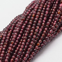 Garnet Natural Garnet Beads Strands, Round, 2mm, Hole: 0.5mm, about 185pcs/strand, 15 inch