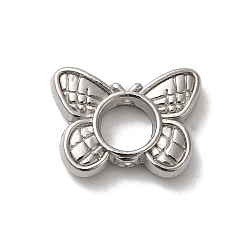 Stainless Steel Color 304 Stainless Steel Bead Frames, Butterfly, Stainless Steel Color, 11.5x15.5x3.5mm, Hole: 5.5mm, Inner Diameter: 5mm