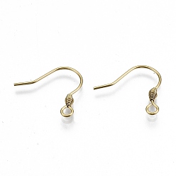 Golden Ion Plating(IP) 316 Surgical Stainless Steel Earring Hooks, Ear Wire, with Horizontal Loop, Golden, 16mm, Hole: 2mm, 22 Gauge, Pin: 0.6mm